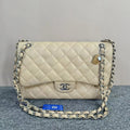Chanel Classic Flap Beige Quilted Leather Bag Medium