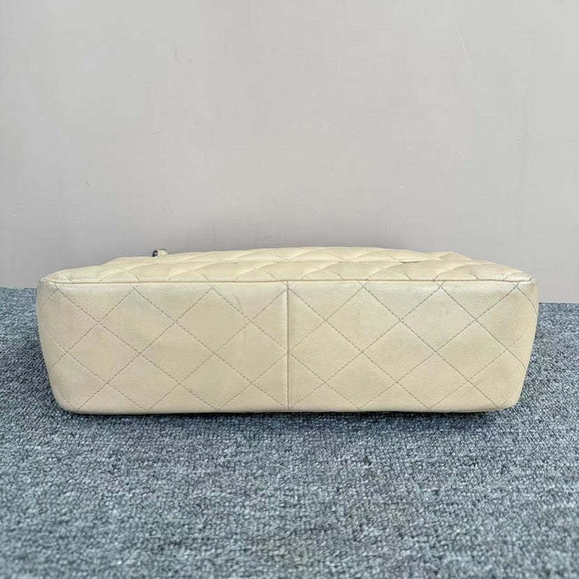 Chanel Classic Flap Beige Quilted Leather Bag Medium