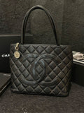 Chanel Vintage Black Leather Classical Hilton Tote Bag SiLouis Vuittoner Lava Badge