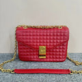 Celine Classic Red Quilted Leather Chain Shoulder Bag Medium