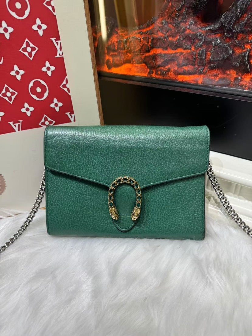 Gucci Dionysus Green Leather Chain Shoulder Bag