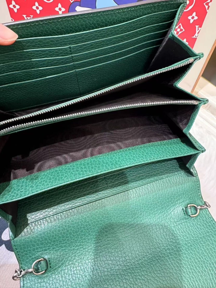 Gucci Dionysus Green Leather Chain Shoulder Bag