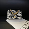 Chanel CF Grafti Black White Canvas Chain Crossbody Bag Mini