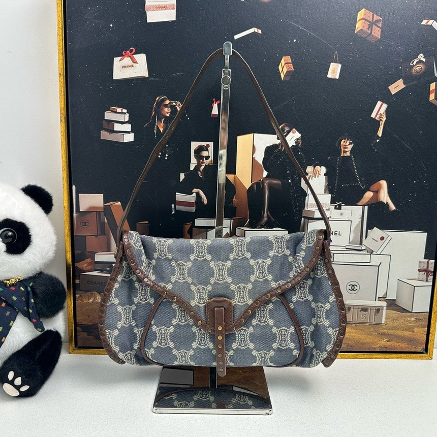 Celineline Boogie Blue Canvas Shoulder Bag