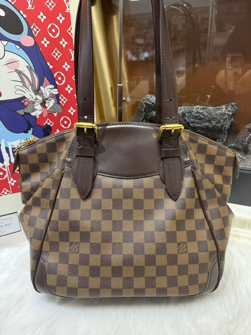Louis Vuitton Damier Ebene Canvas Shoulder Bag Brown Medium