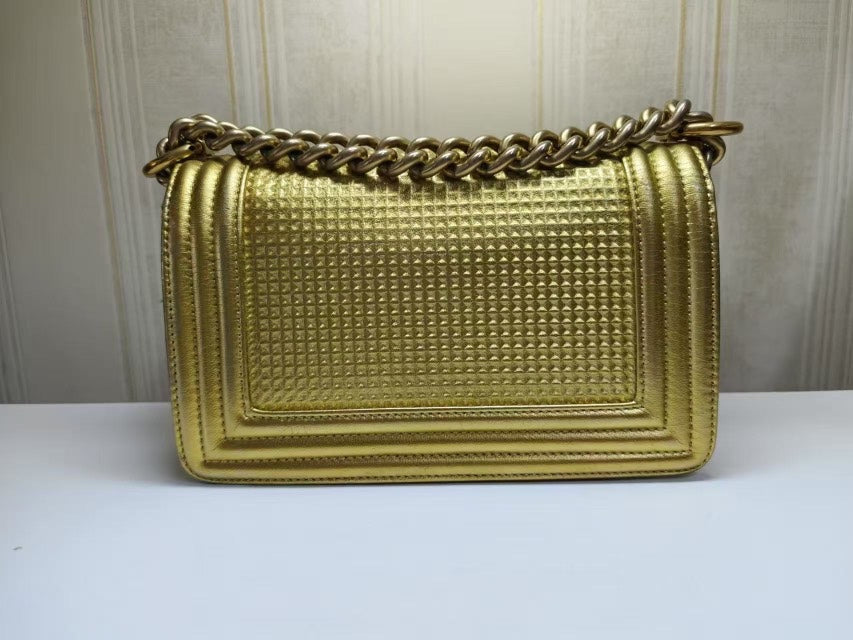 Chanel Leboy Gold Quilted Leather Shoulder Bag