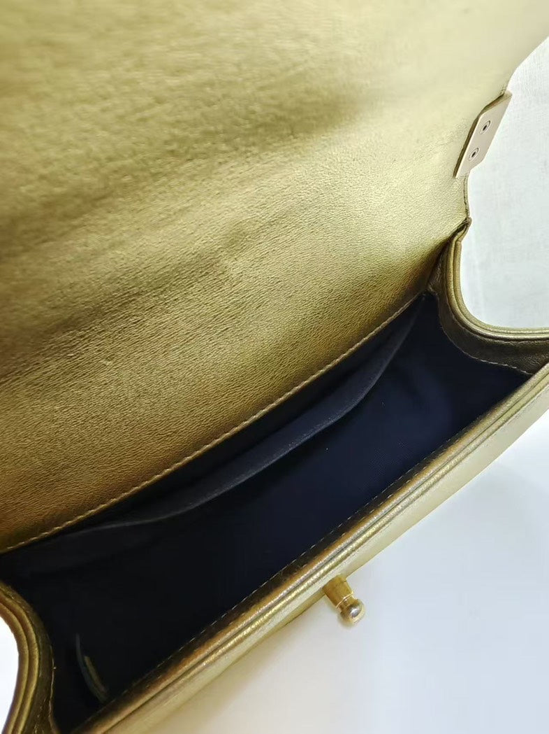 Chanel Leboy Gold Quilted Leather Shoulder Bag