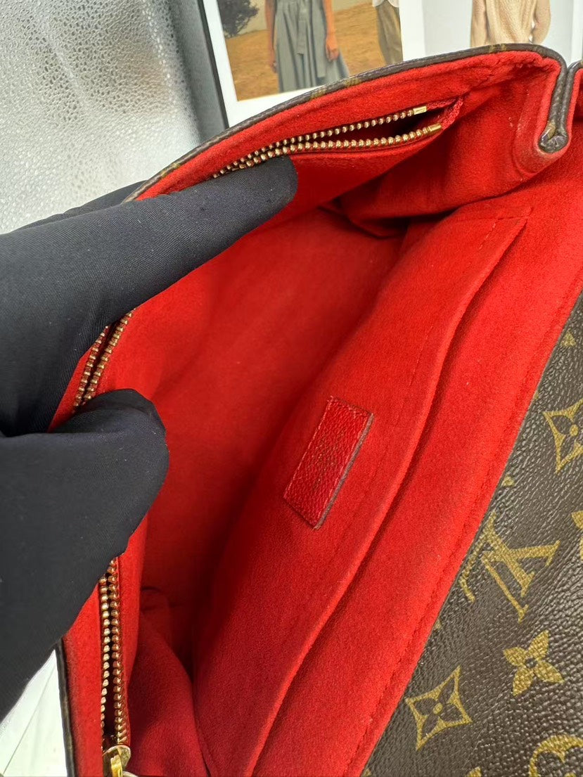 Louis Vuitton Red Monogram Canvas Leather Flap Shoulder Bag Medium