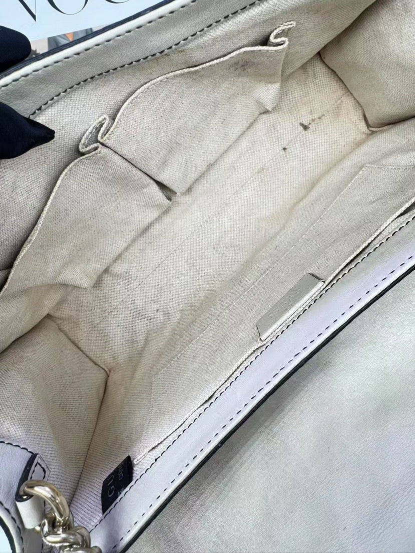 Gucci Emily GG Beige Leather Chain Shoulder Bag Medium