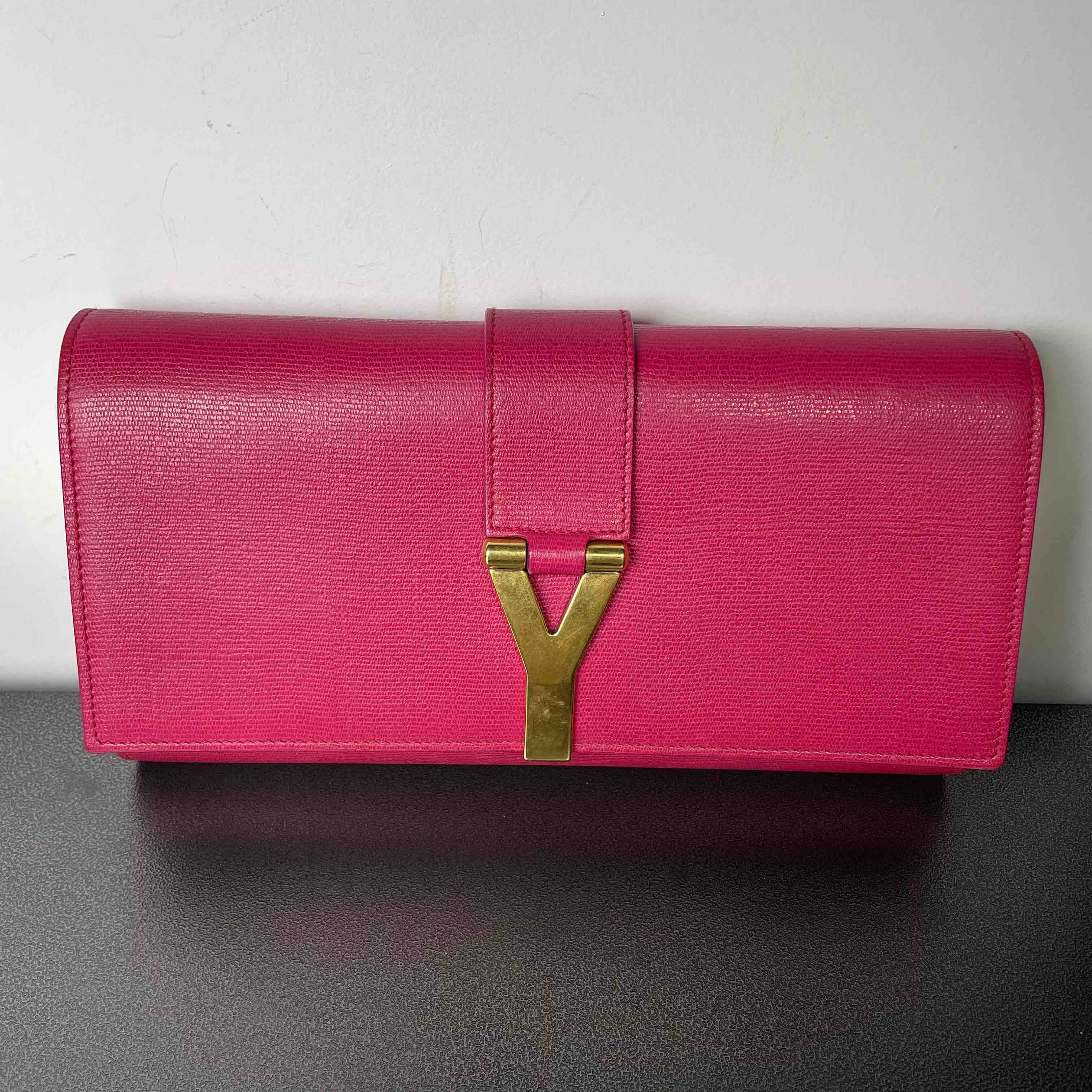 Saint Laurent Y Ligne Pink Clutch