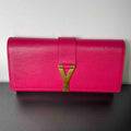 Saint Laurent Y Ligne Pink Clutch