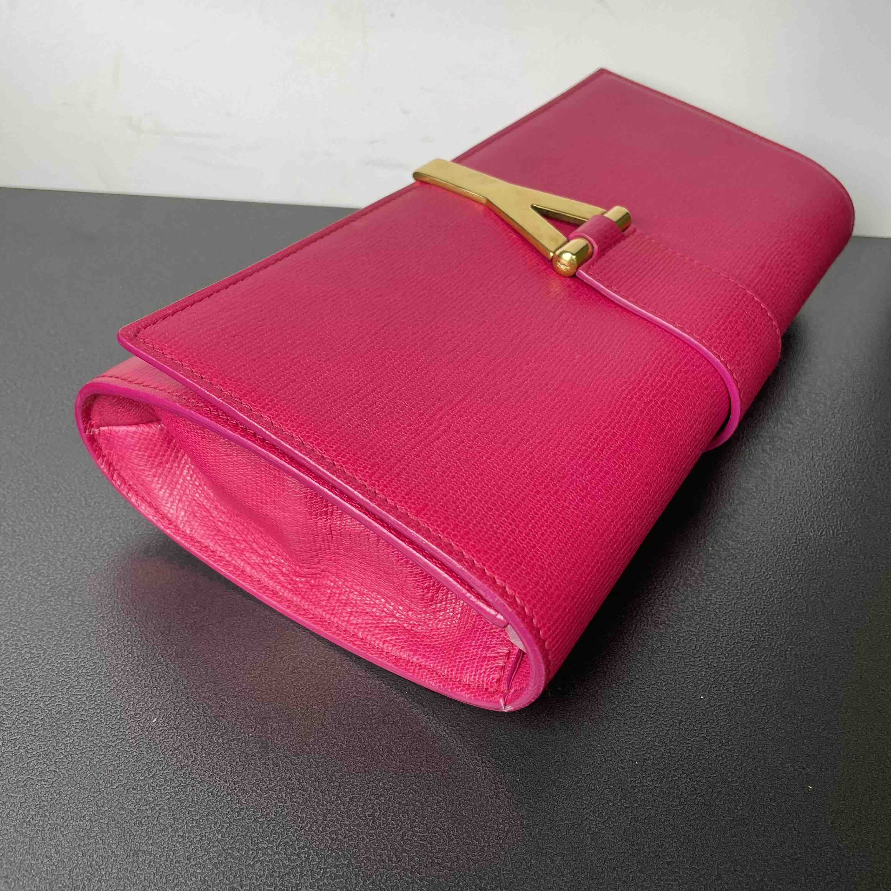 Saint Laurent Y Ligne Pink Clutch
