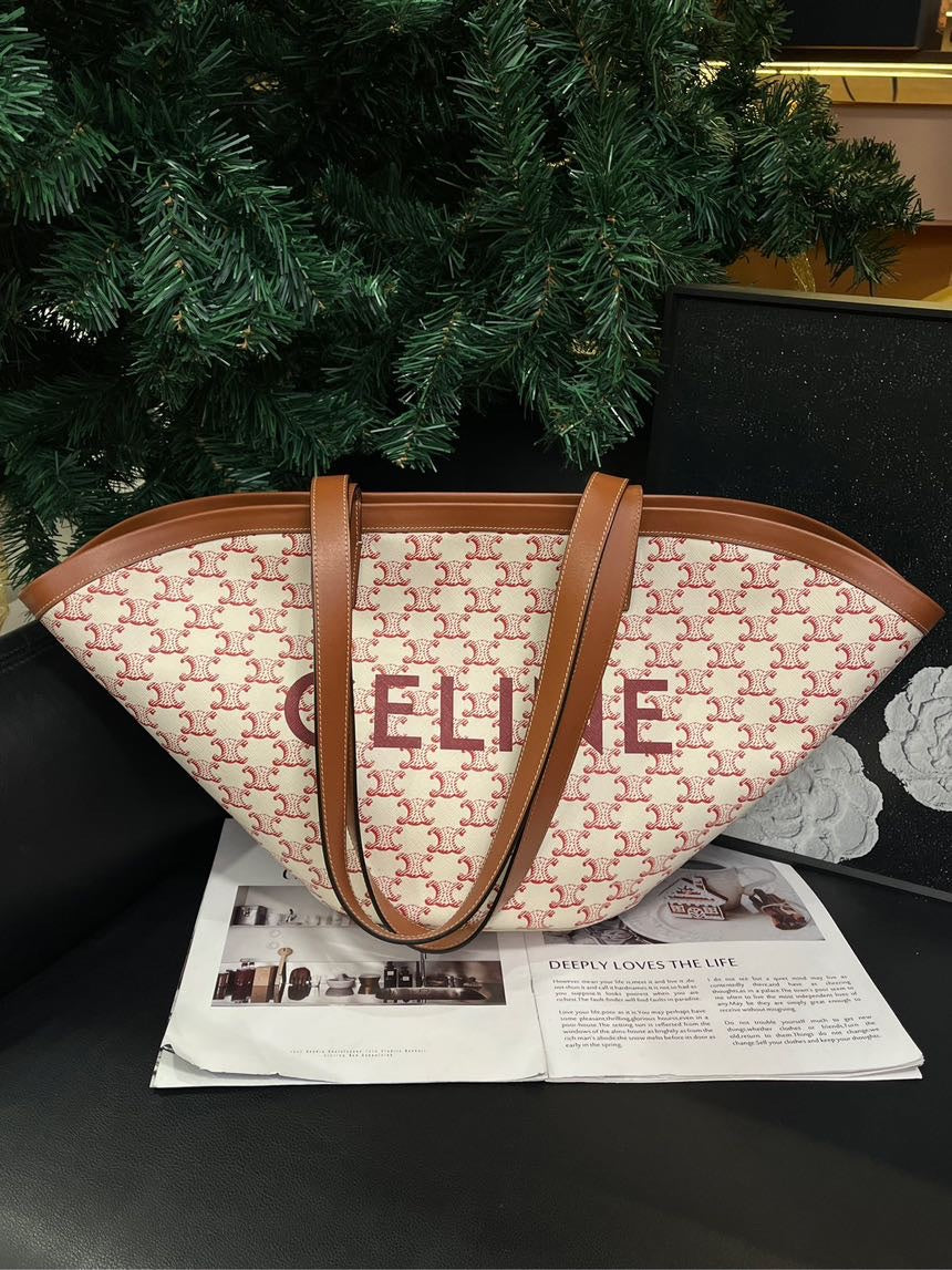 Celineline Tanabata Limited Couffin Vegetable Basket Shoulder Bag Tan White