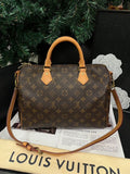 Louis Vuitton Monogram Canvas Speedy 30 Crossbody Bag Brown