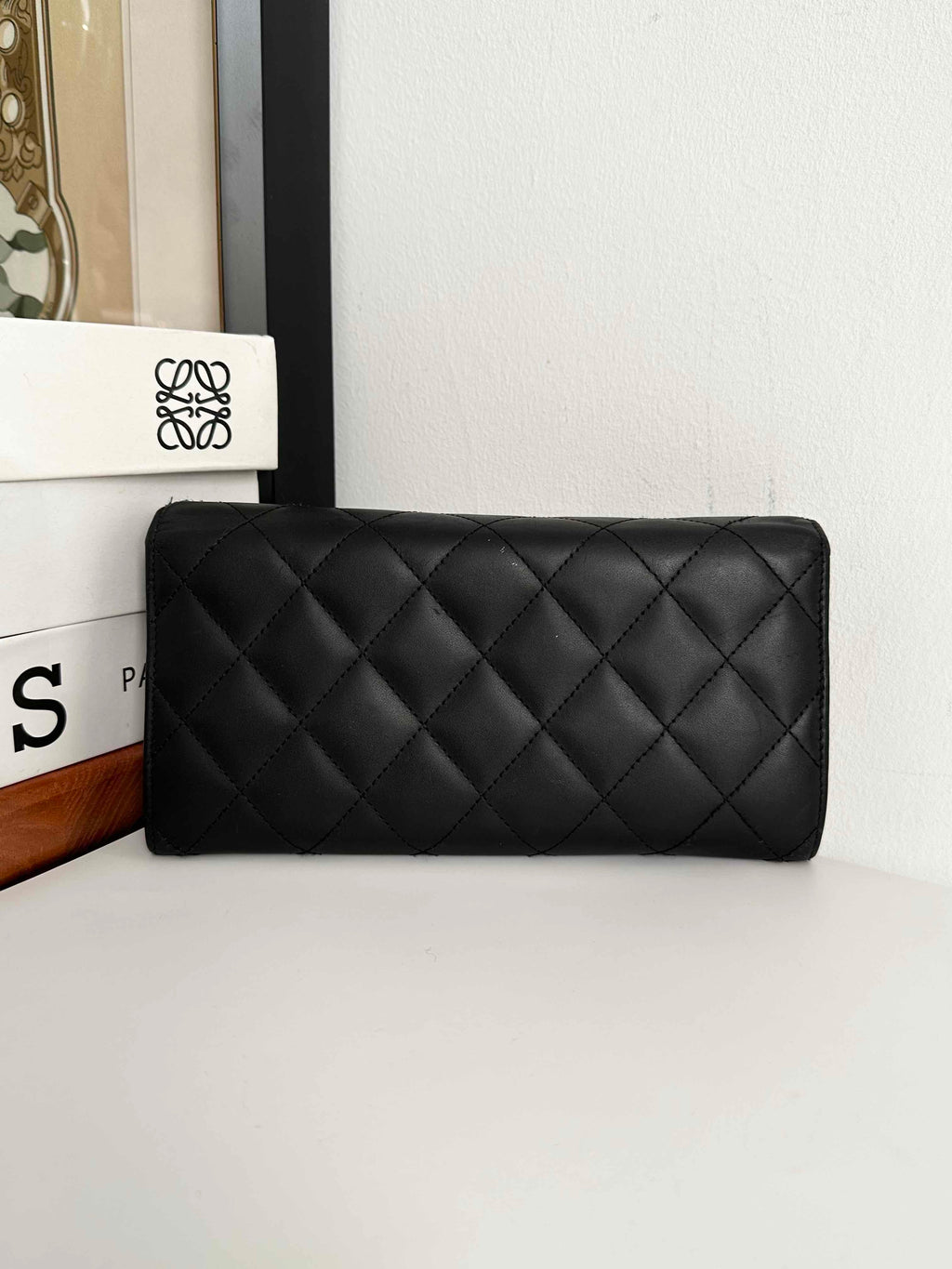 Chanel Classic Black Quilted Leather Wallet Medium Size