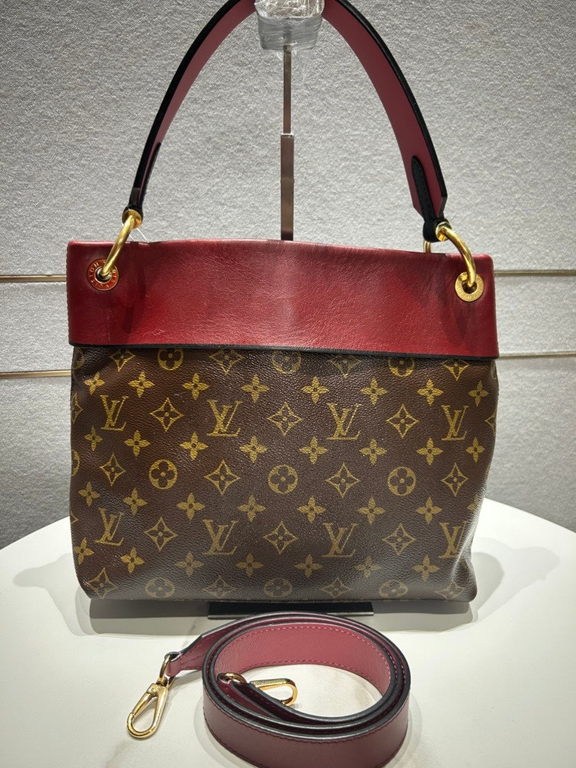 Louis Vuitton Tuileries BesaCeline Brown Red Monogram Canvas Shoulder Bag