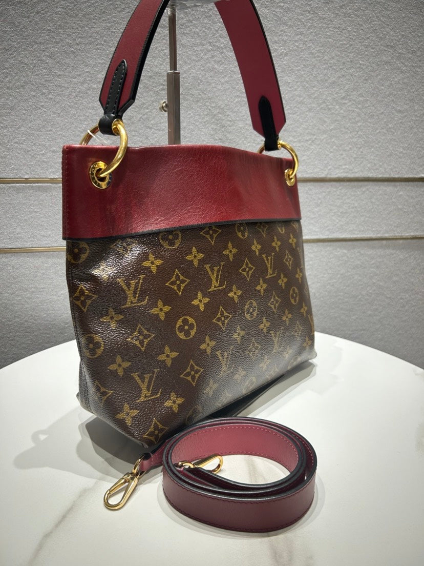 Louis Vuitton Tuileries BesaCeline Brown Red Monogram Canvas Shoulder Bag