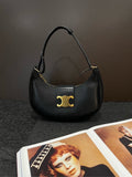 Celineline Triomphe Ave Black Leather Hobo Shoulder Bag Medium