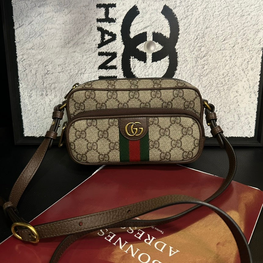 Gucci Gucci Supreme Beige Brown Double Layer Crossbody Waist Bag