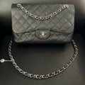 Chanel CF Jumbo Caviar Black Quilted Leather Shoulder Bag 30x21x9cm
