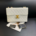 Chanel Vintage CF Maxi White Quilted Leather Shoulder Bag 30x21x8cm