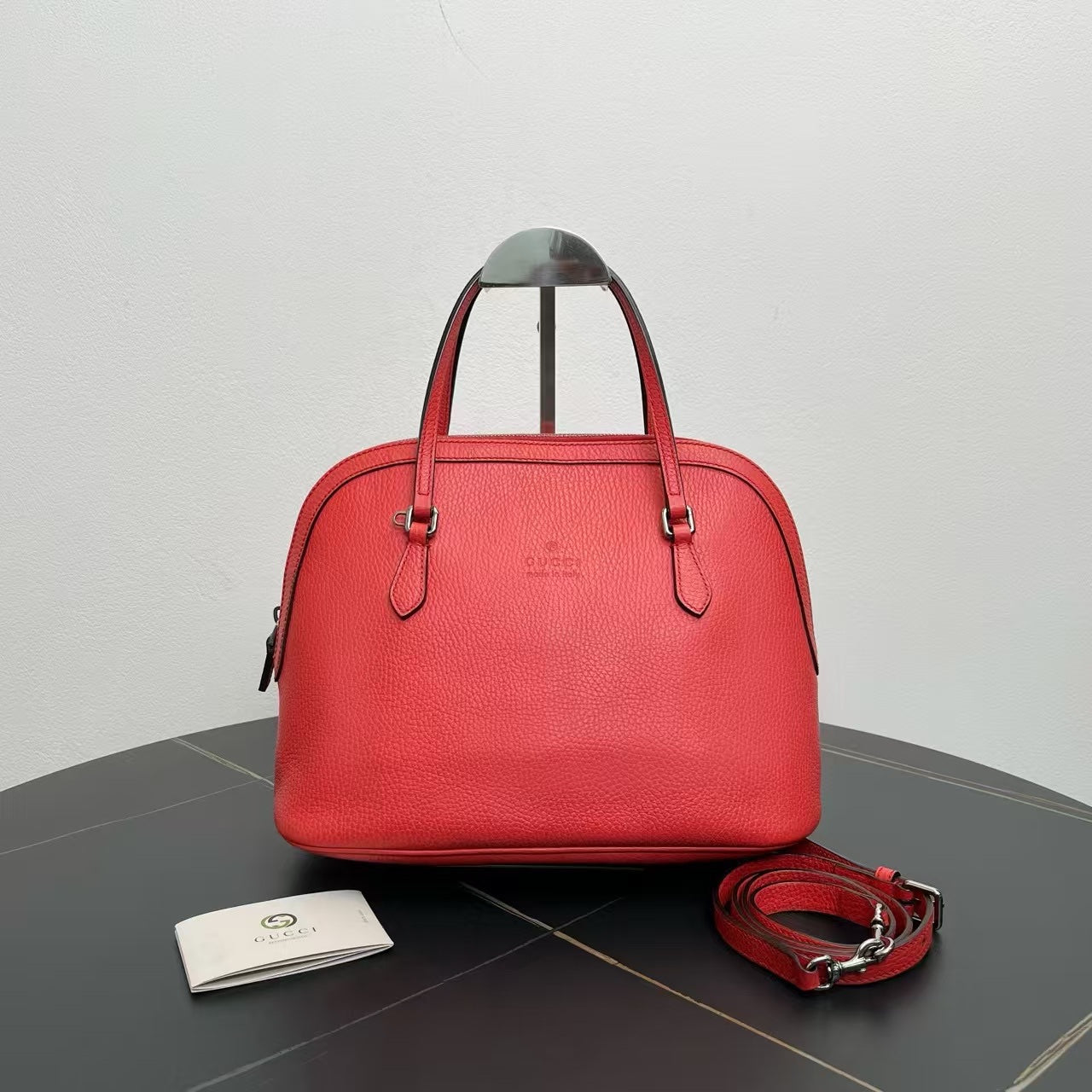 Gucci Red Leather Shell Wrap Shoulder Bag