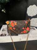 Louis Vuitton Monogram Rose Series Mahjong Shoulder Bag Brown