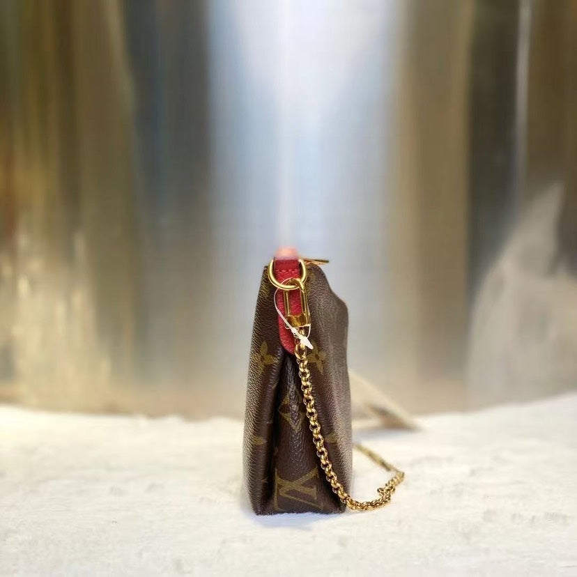 Louis Vuitton Pallas Clutch Brown Red Bag