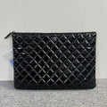 Chanel Quilted Patent Black Clutch