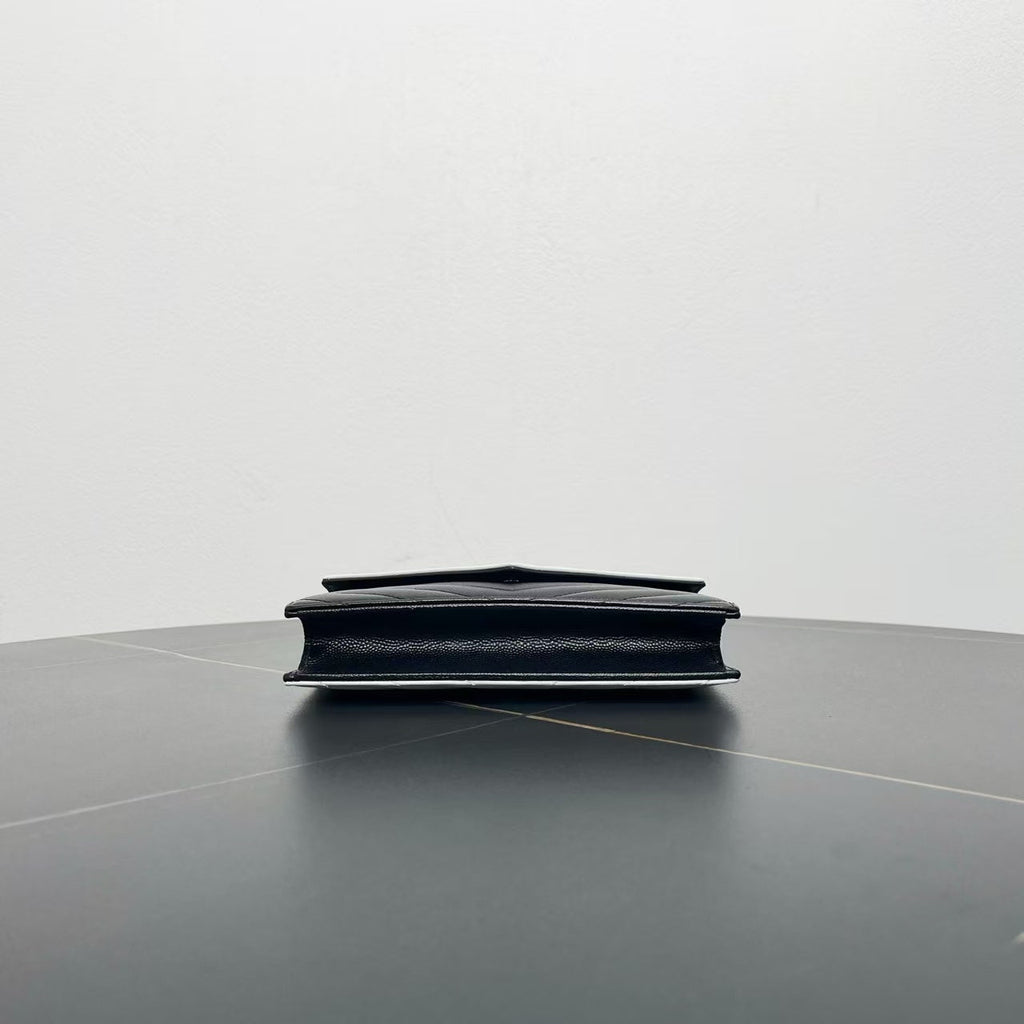 Saint Laurent Monogram Chevron Black White Shoulder Bag