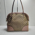 Gucci Abbey Beige Canvas Leather Shoulder Bag