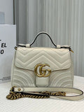 Gucci GG Marmont Small Beige Leather Shoulder Bag