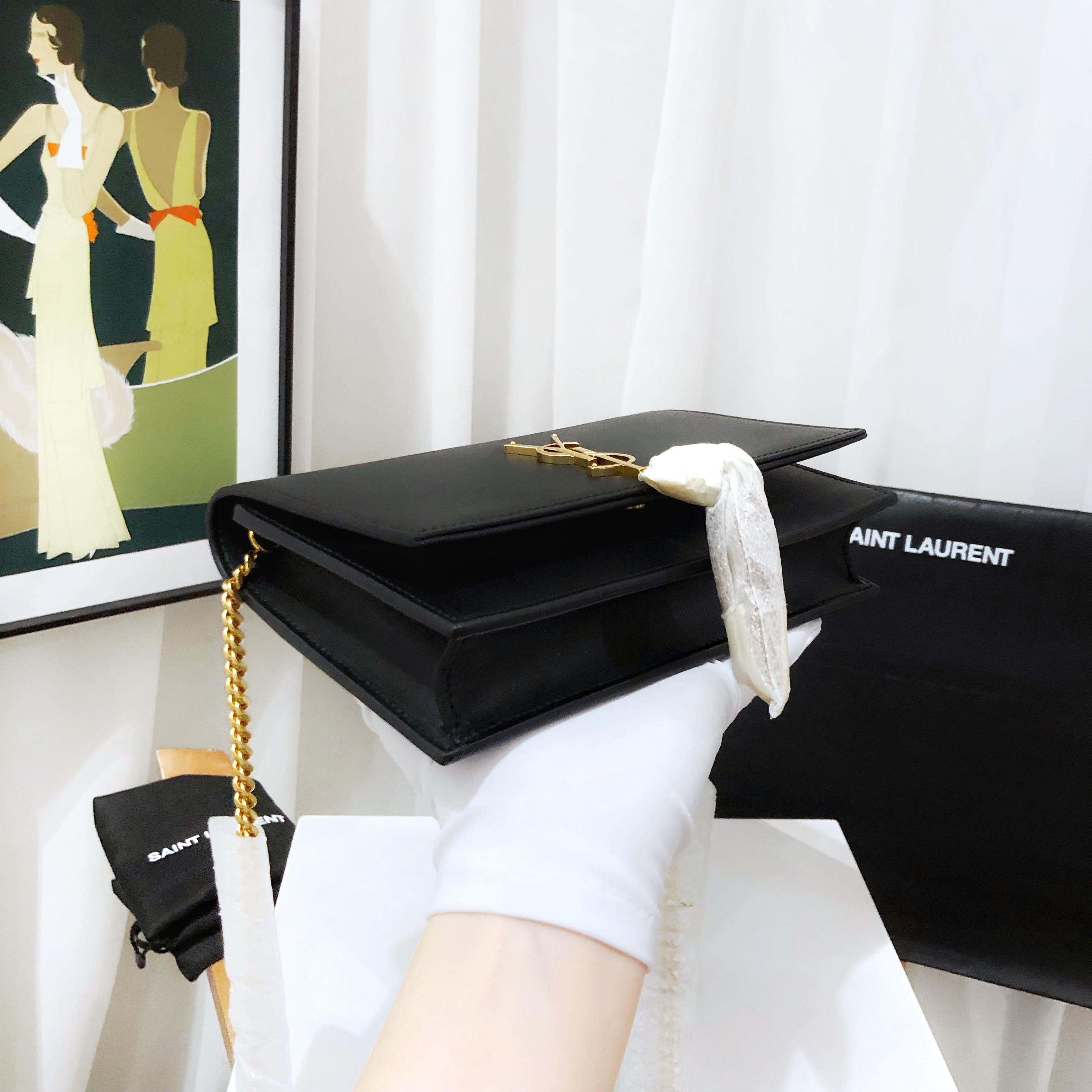 Saint Laurent Kate Shoulder Bag in Black Leather - Preloved