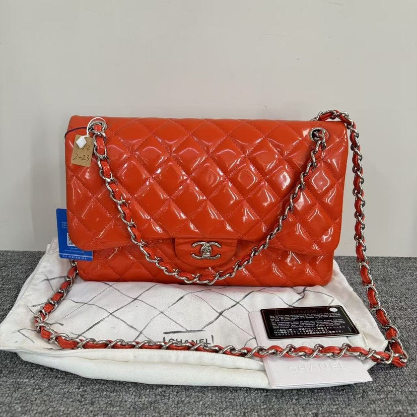 Preloved Chanel Classic Flap CF Bag SJZ2-23 Orange Shoulder Bag