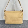 Chanel Shoulder Bag Beige Leather