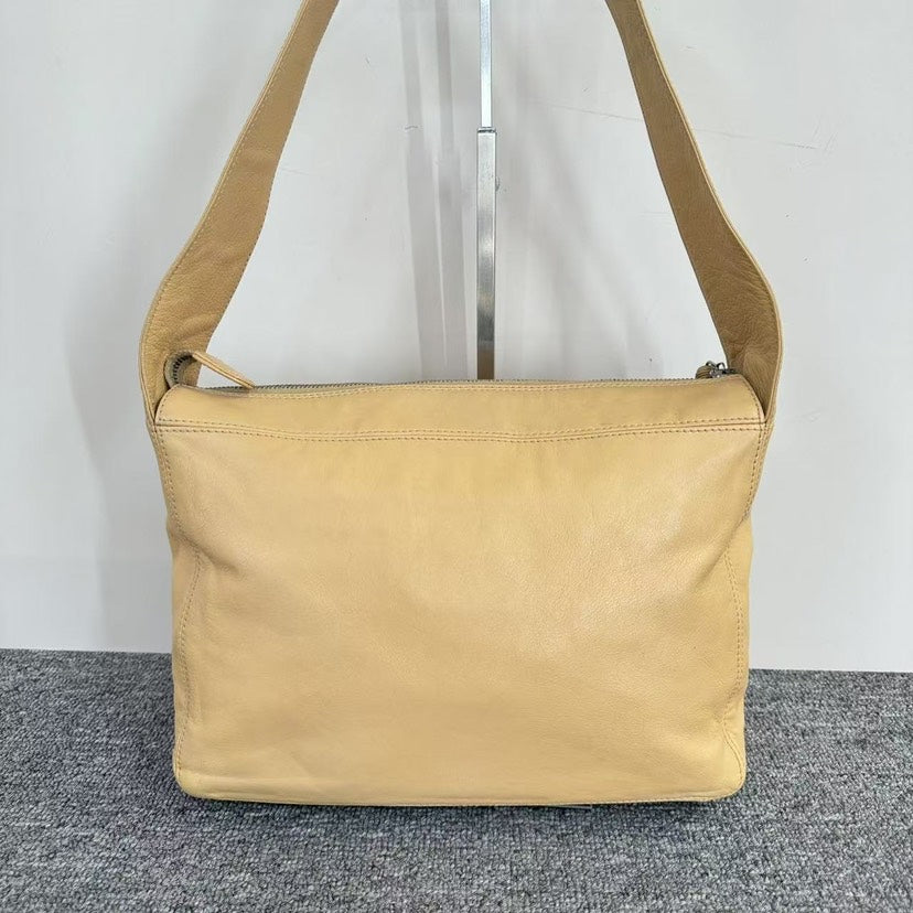 Chanel Shoulder Bag Beige Leather