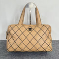 Chanel Diamond Quilted Beige Leather Shoulder Tote Bag