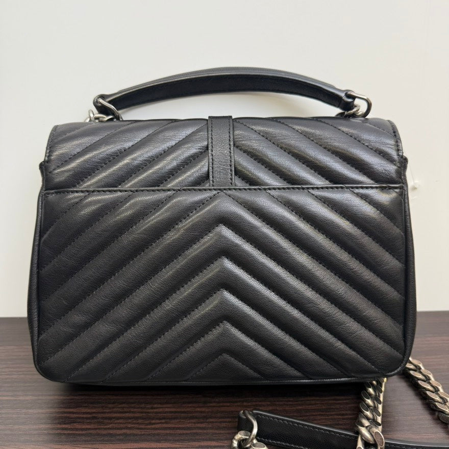 YSL Loulou College Calfskin Black Shoulder Bag B1011