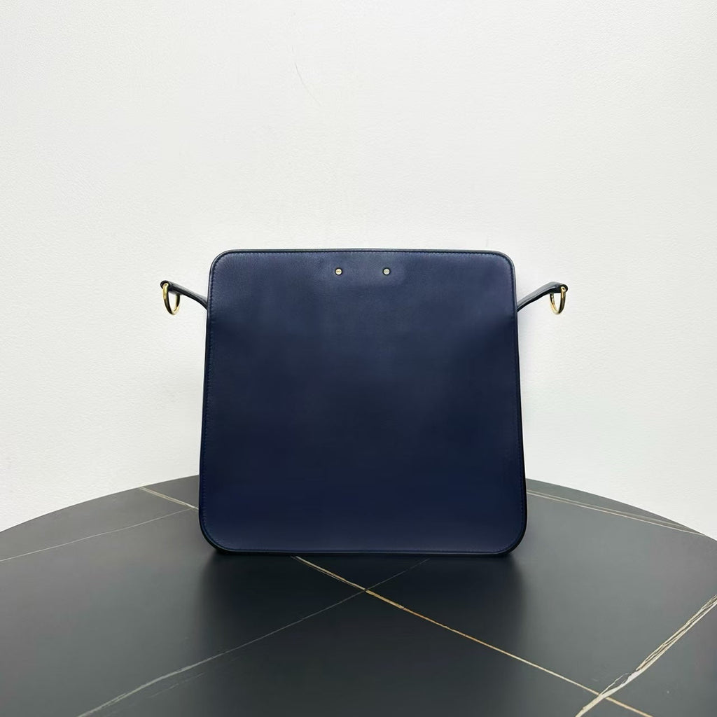 Chanel Classic Navy Leather Shoulder Bag