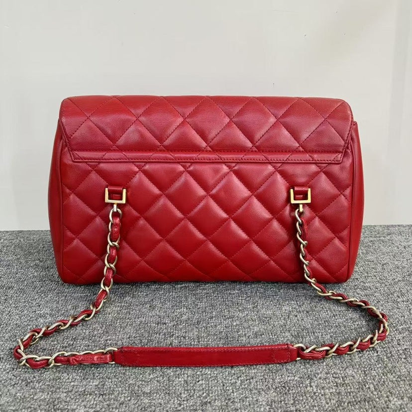 Chanel Flap Bag Red Leather Shoulder Bag