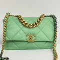 Chanel 19 Calfskin 2way Chain Bag in Mint Green Shoulder Bag