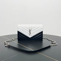 YSL Monogram Ombre Chevron Black-White Leather Shoulder Bag