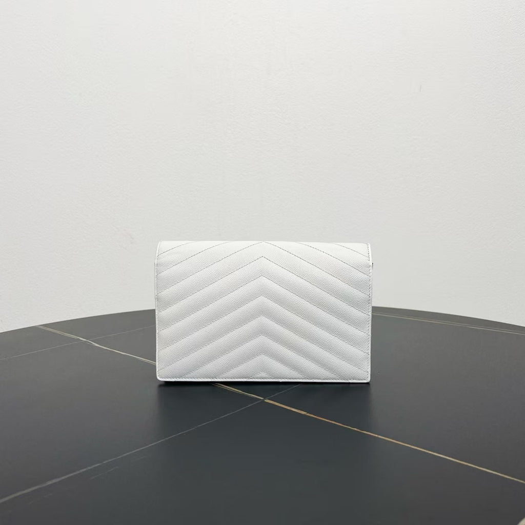 YSL Monogram Ombre Chevron Black-White Leather Shoulder Bag