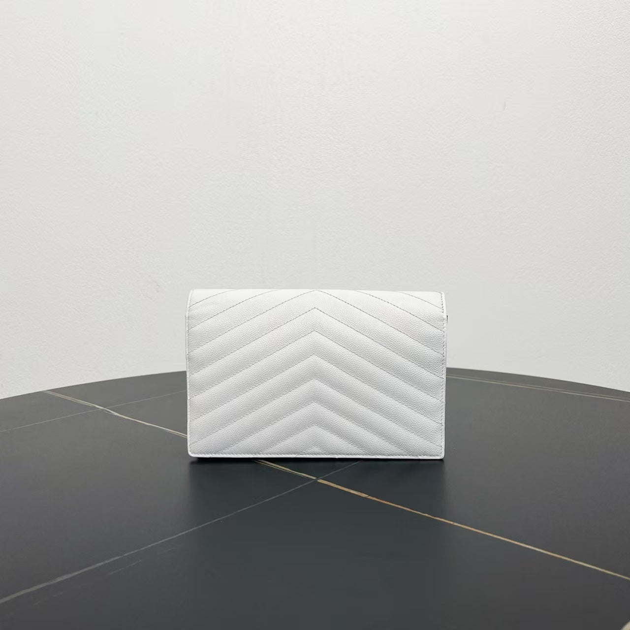 YSL Monogram Ombre Chevron Black-White Leather Shoulder Bag
