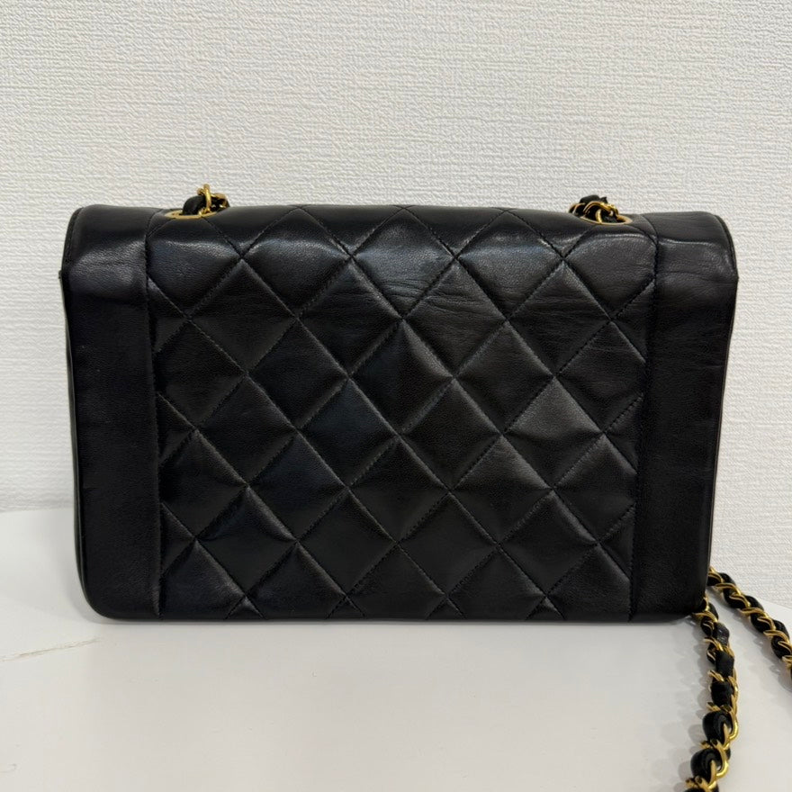 Chanel Vintage Lambskin Diorana Chain Crossbody Bag Black FM0028
