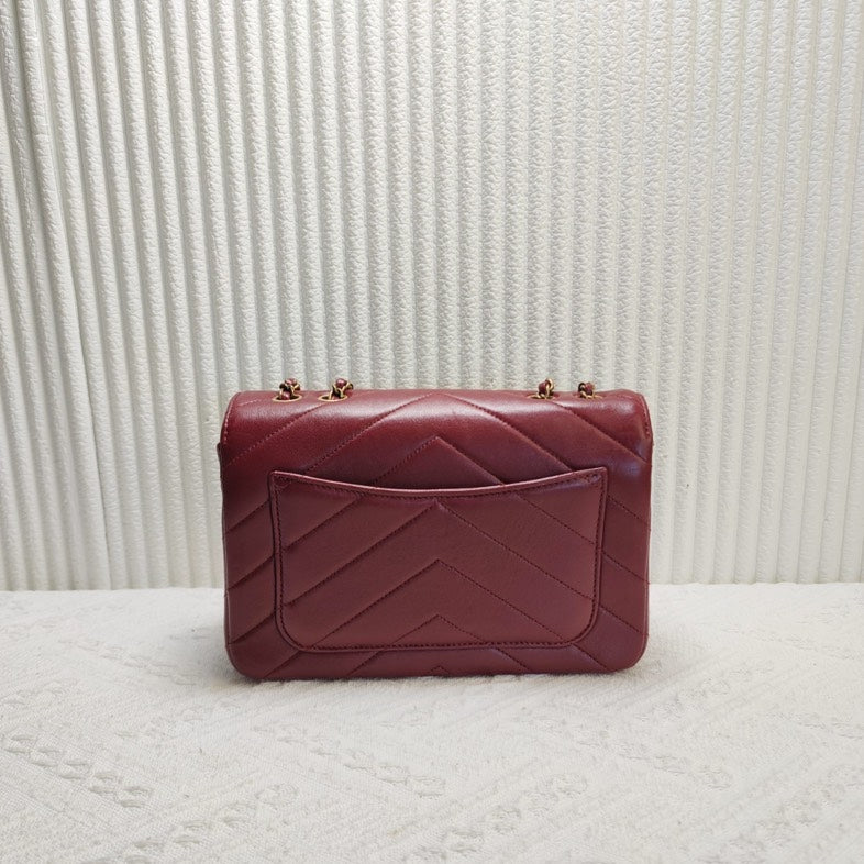 Chanel Chevron Quilted Burgundy Leather Shoulder Bag 12201362