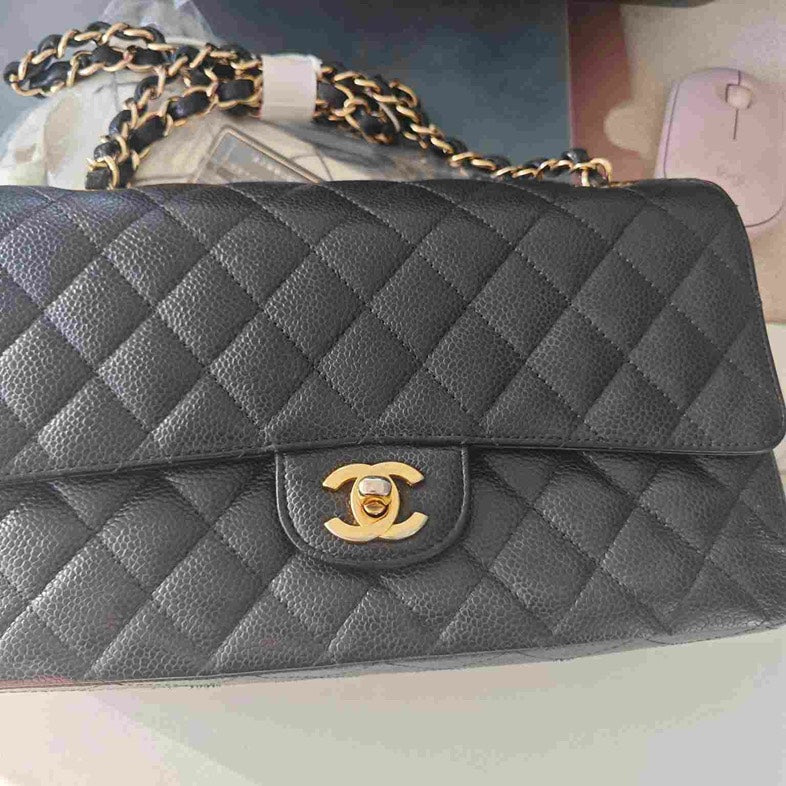 Chanel Classic Flap Medium Black Leather Shoulder Bag