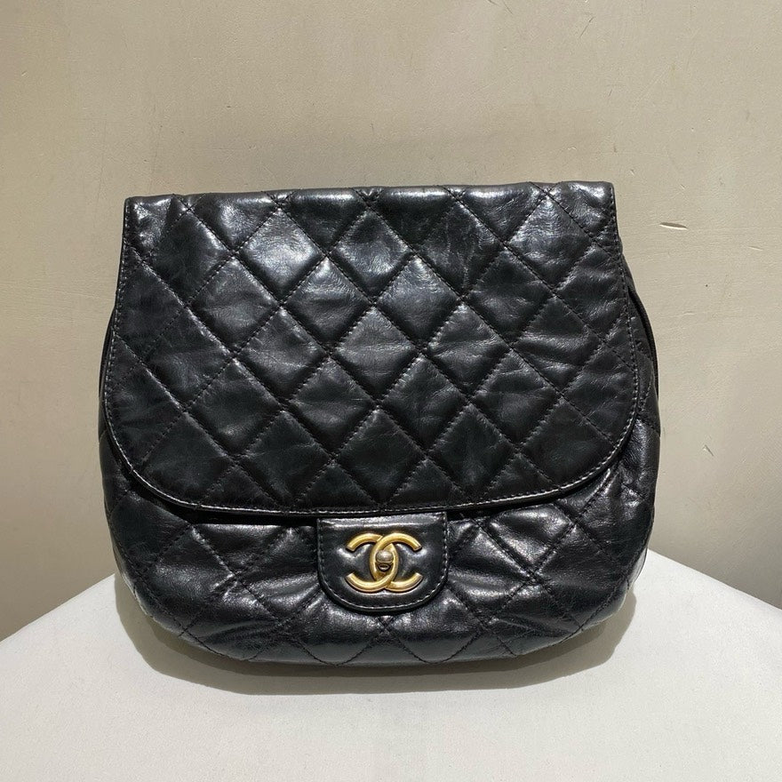 Chanel Waxy Leather Black Shoulder Bag