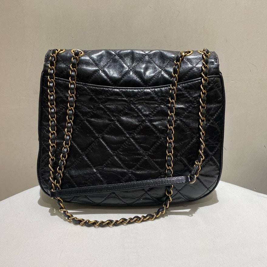 Chanel Waxy Leather Black Shoulder Bag
