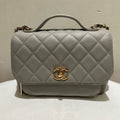 Chanel Affin Medium Gray Caviar Leather Shoulder Bag